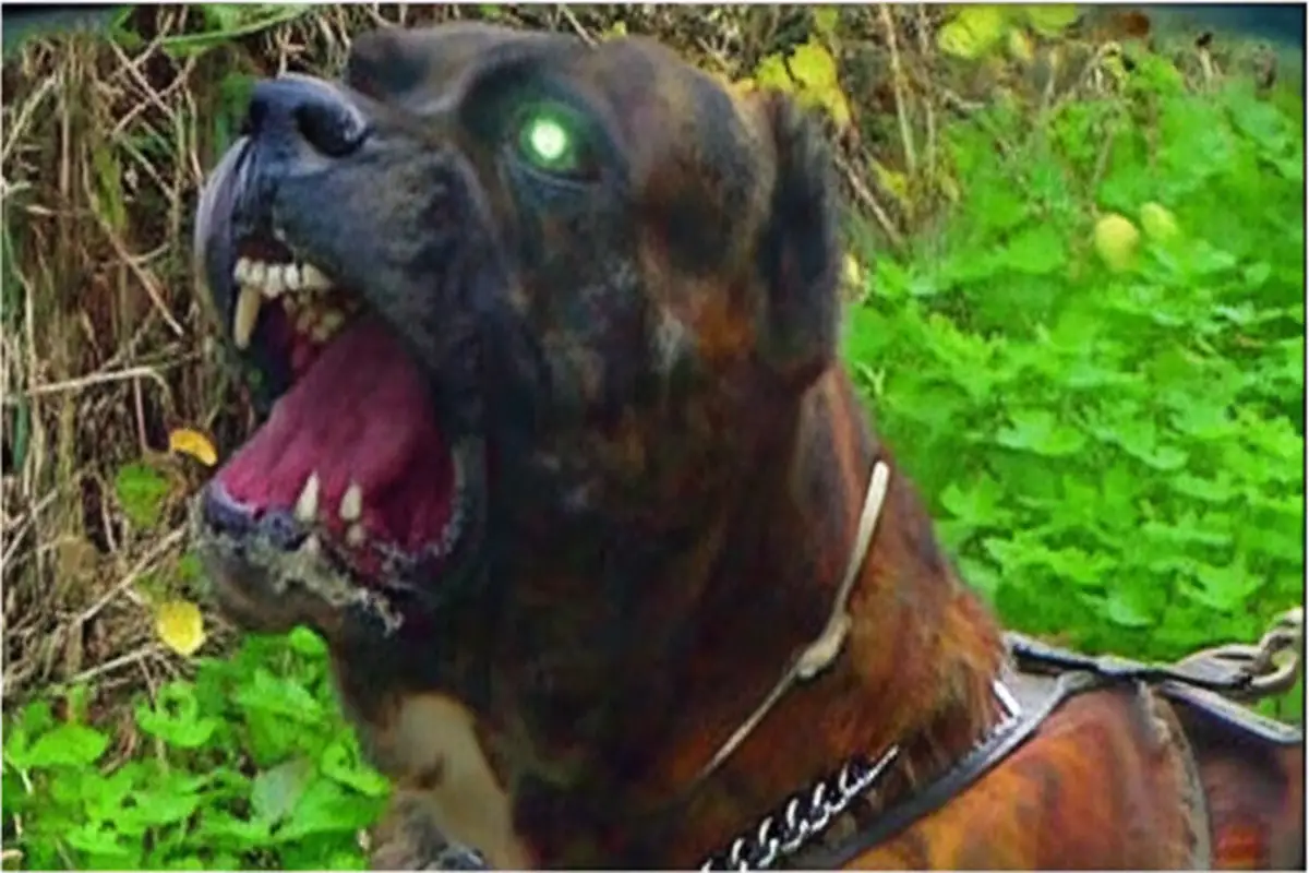 bandog pies na łańcuchu fotografia